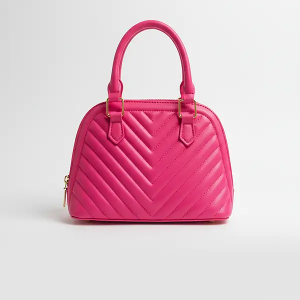 Vibrant Hot Pink Handbag – Chevron Quilted Stylish Ladies Bag