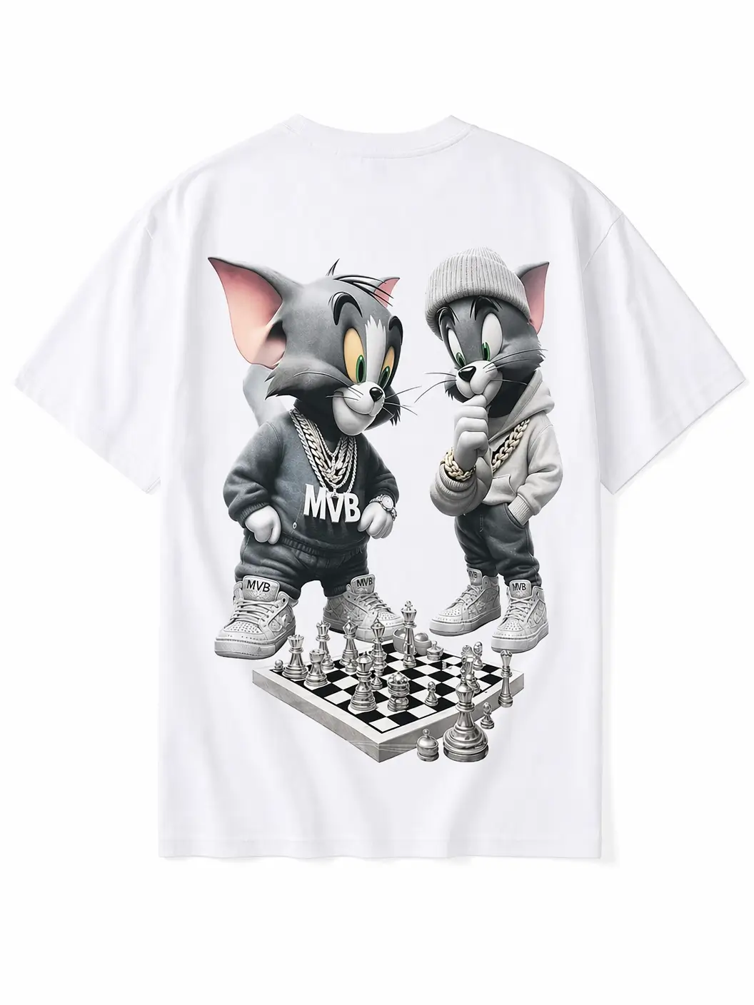 Tom and Jerry Printed White Shirt – Casual Graphic T-Shirt